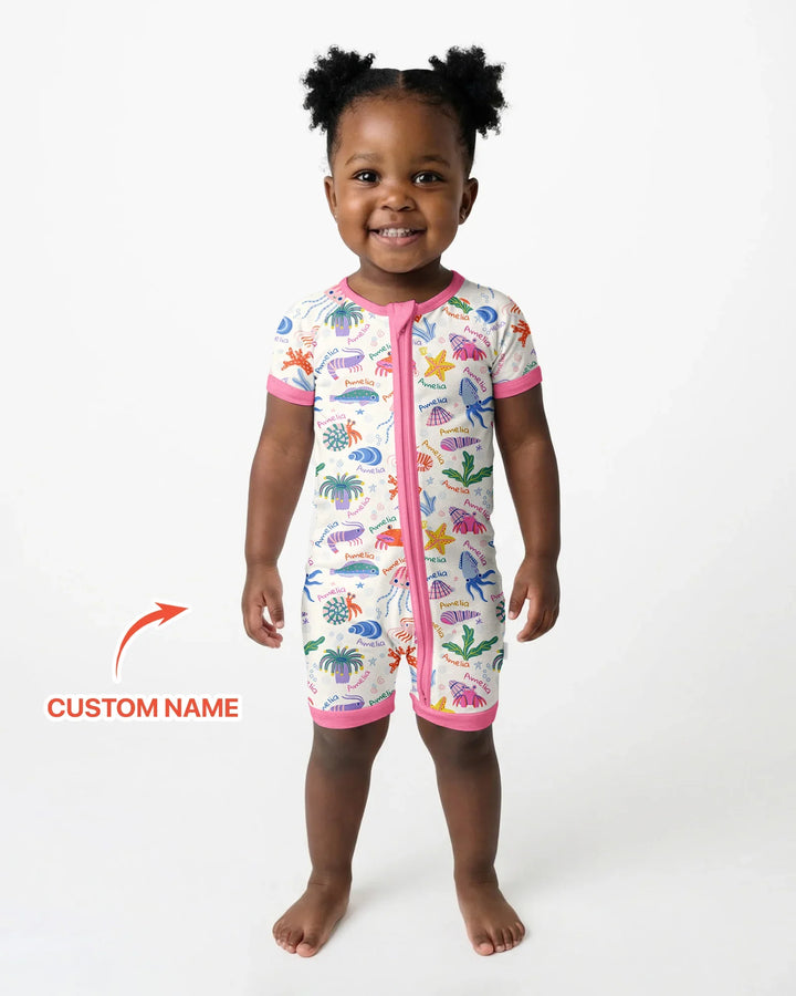 Tide Pool Pals Custom Name Bamboo Shorty Zippy