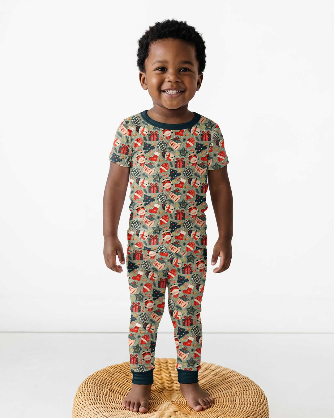 Christmas Ornaments Bamboo Two Piece Short Sleeve Pajama Set
