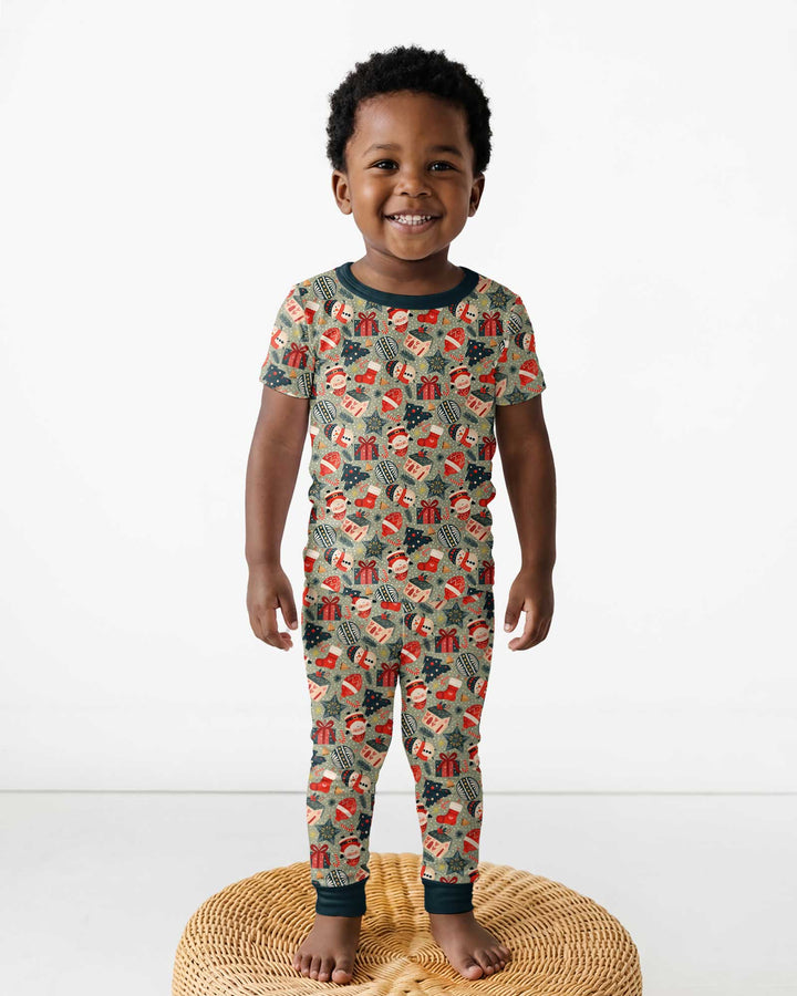 Christmas Ornaments Bamboo Two Piece Short Sleeve Pajama Set
