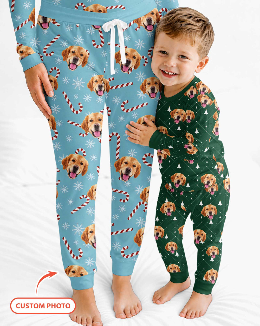 Custom Photo With Christmas Pattern Pajamas Bamboo Women Pajama Set