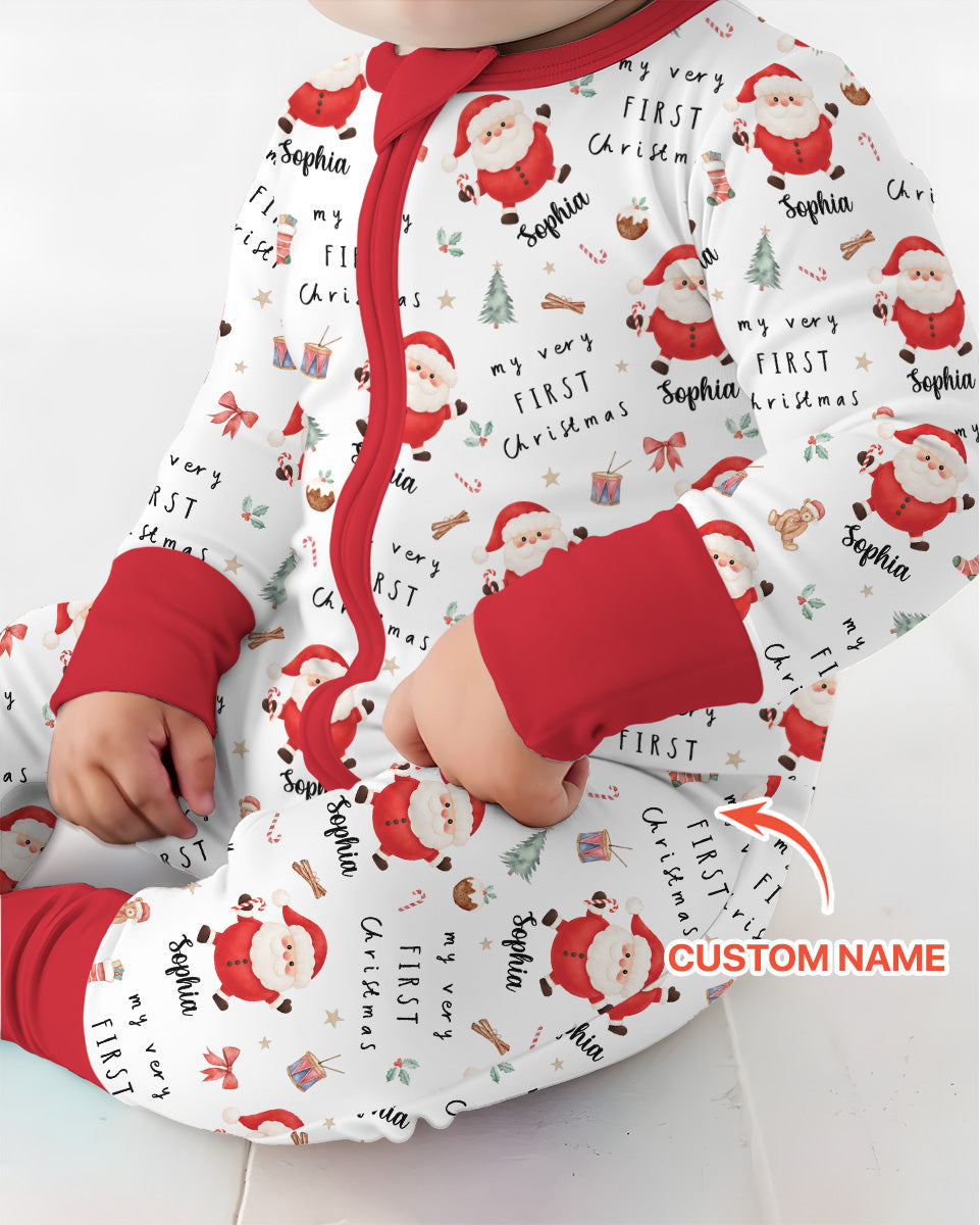 Custom Name My Very First Christmas Santa  Bamboo Convertible Zippy