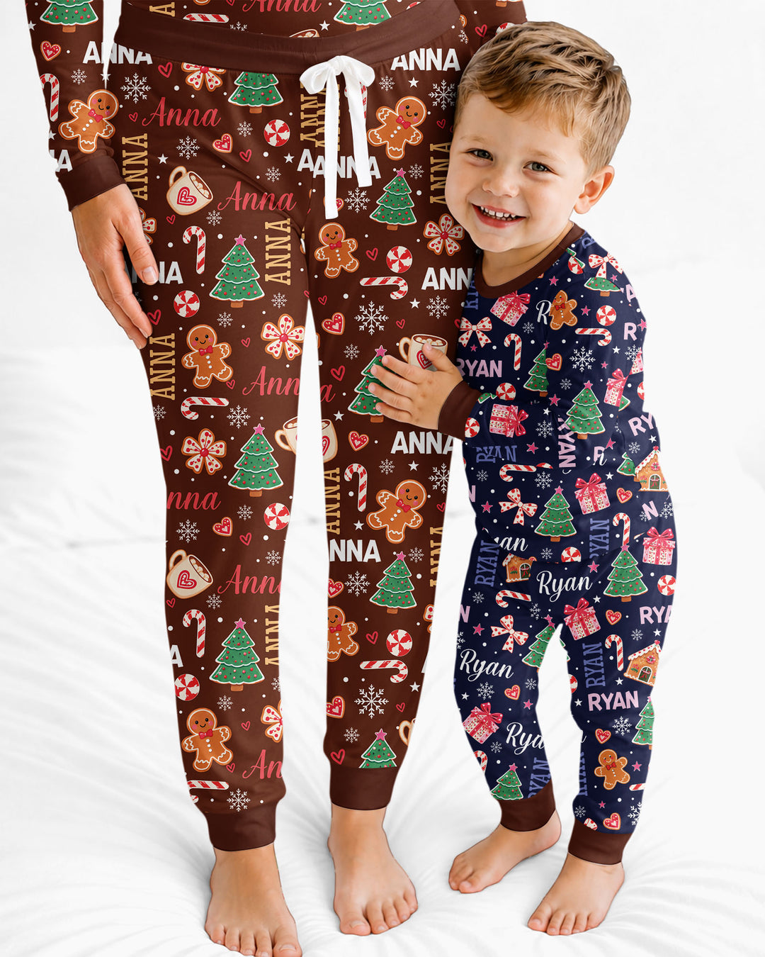 Custom Name Christmas Crew Family Matching Bamboo Women Pajama Set
