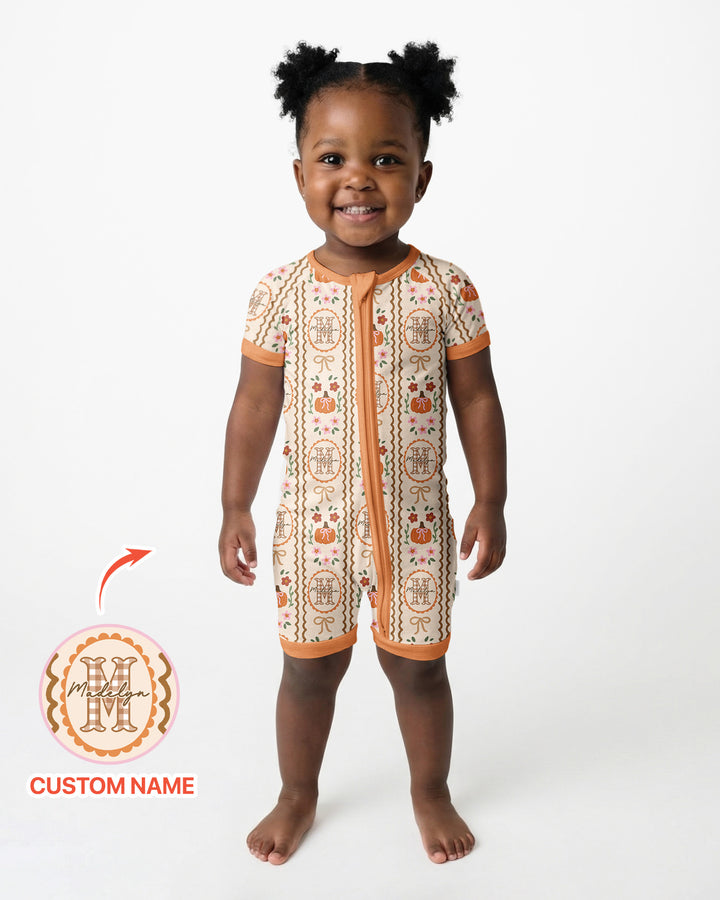 Custom Name Pumpkin Cottage Bamboo Shorty Zippy
