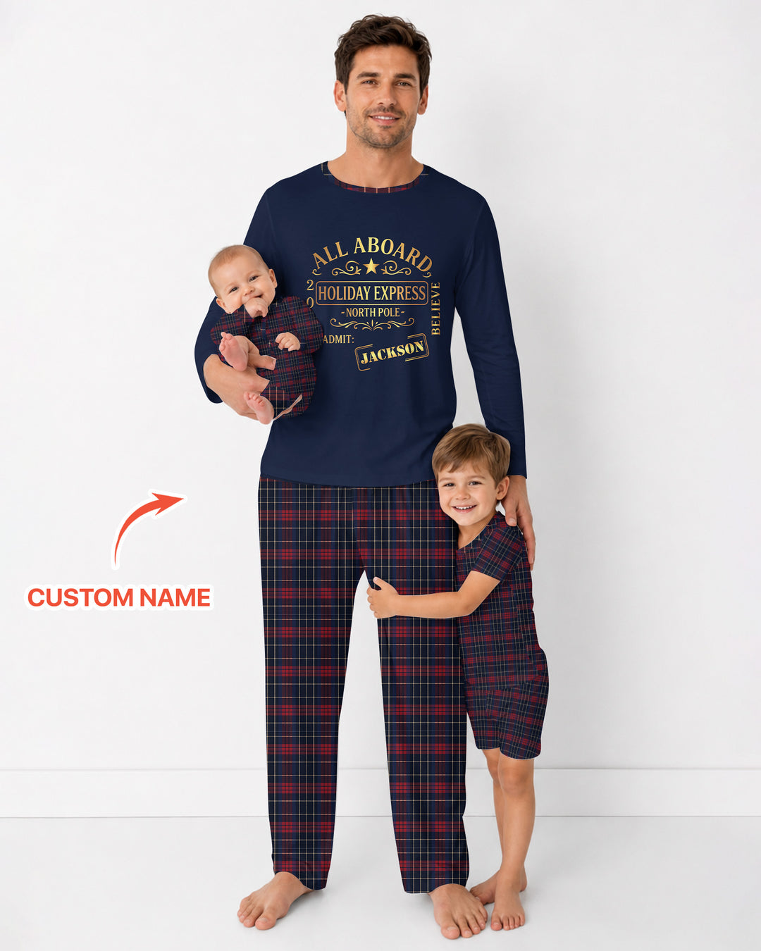 Custom Name North Pole Plaid Bamboo Men's Pajama Set