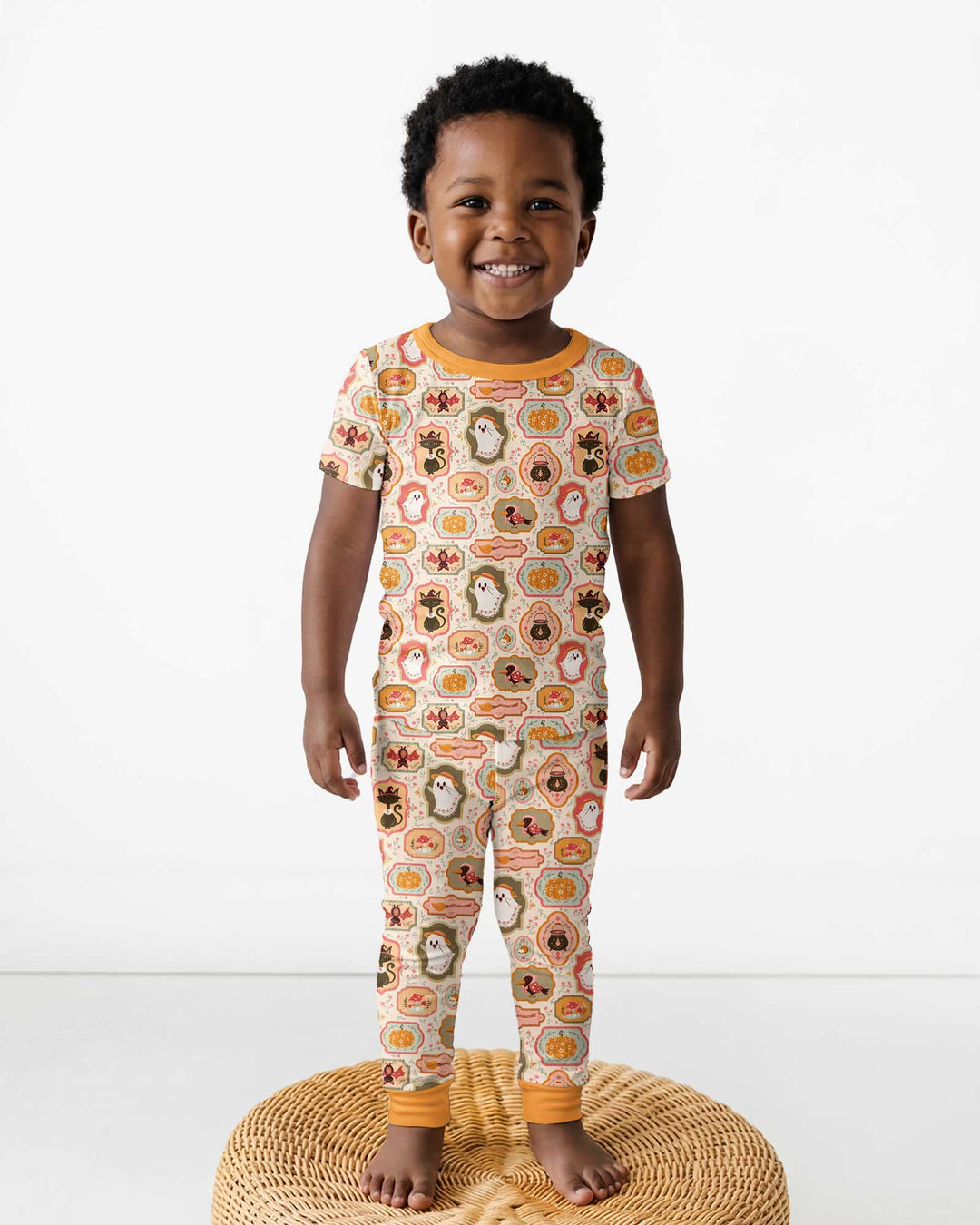 Cute Vintage Magical Cottage Style Halloween Bamboo Two Piece Short Sleeve Pajama Set