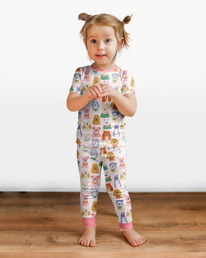 Puppy Portrait Bamboo Two Piece Short Sleeve Pajama Set
