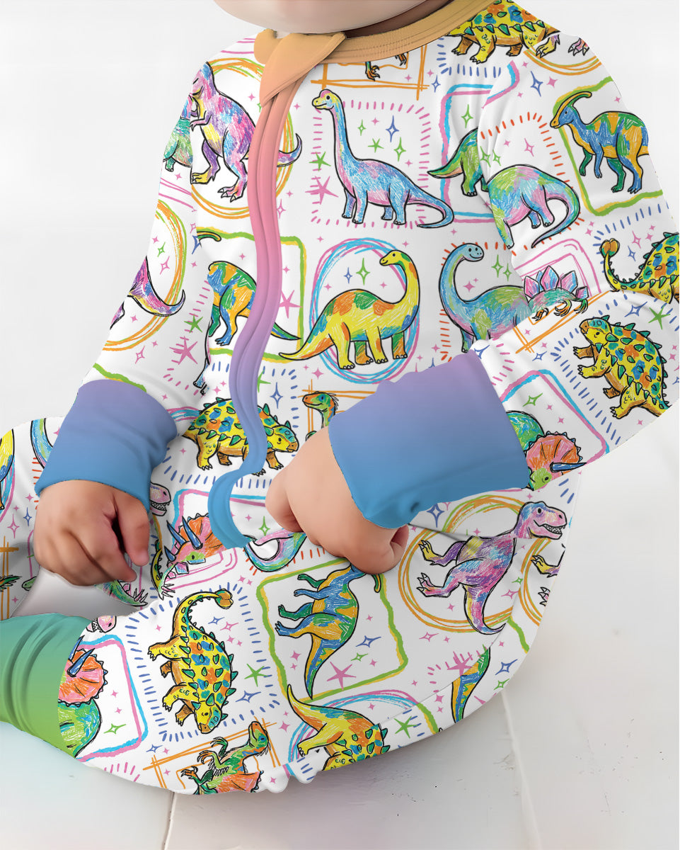 Dinosaur Colorful Stamps Bamboo Convertible Zippy