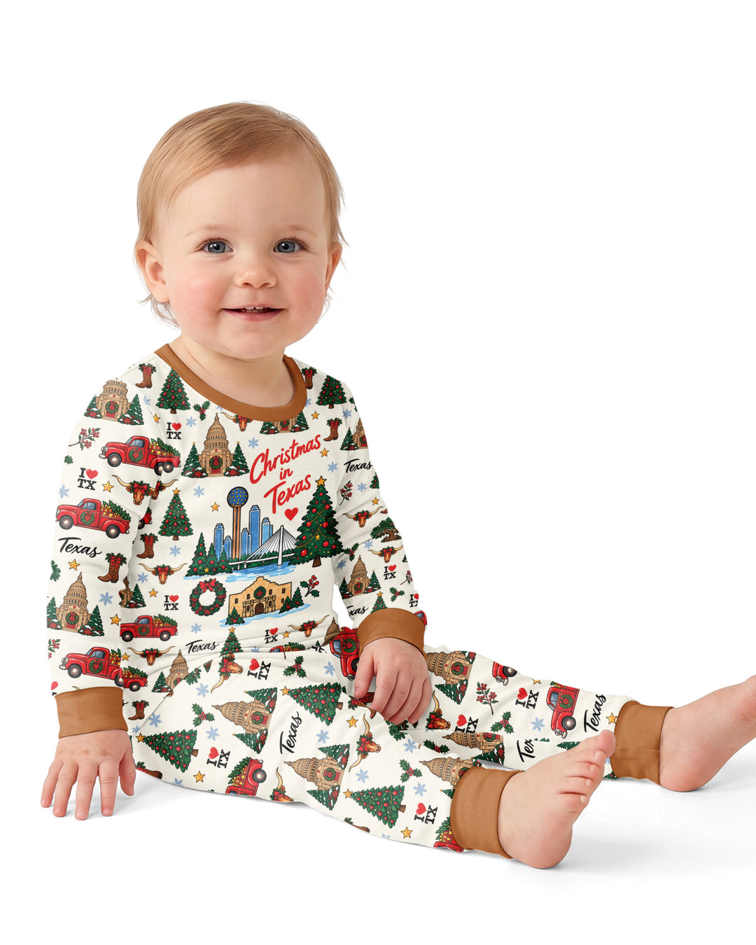 Christmas In Texas Bamboo Two Piece Long Sleeve Pajama Set