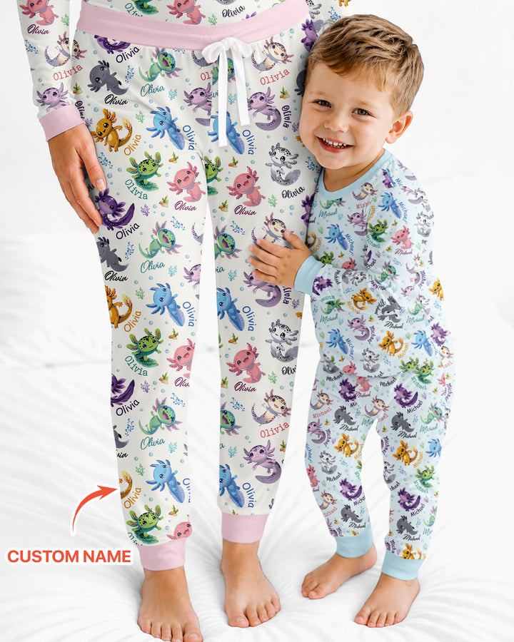 I Love You Axolotl Custom Name Bamboo Women Pajama Set