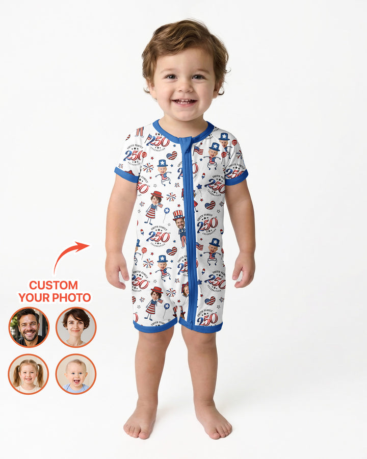 Custom Photo Smith Family Celebration Bamboo Shorty Zippy