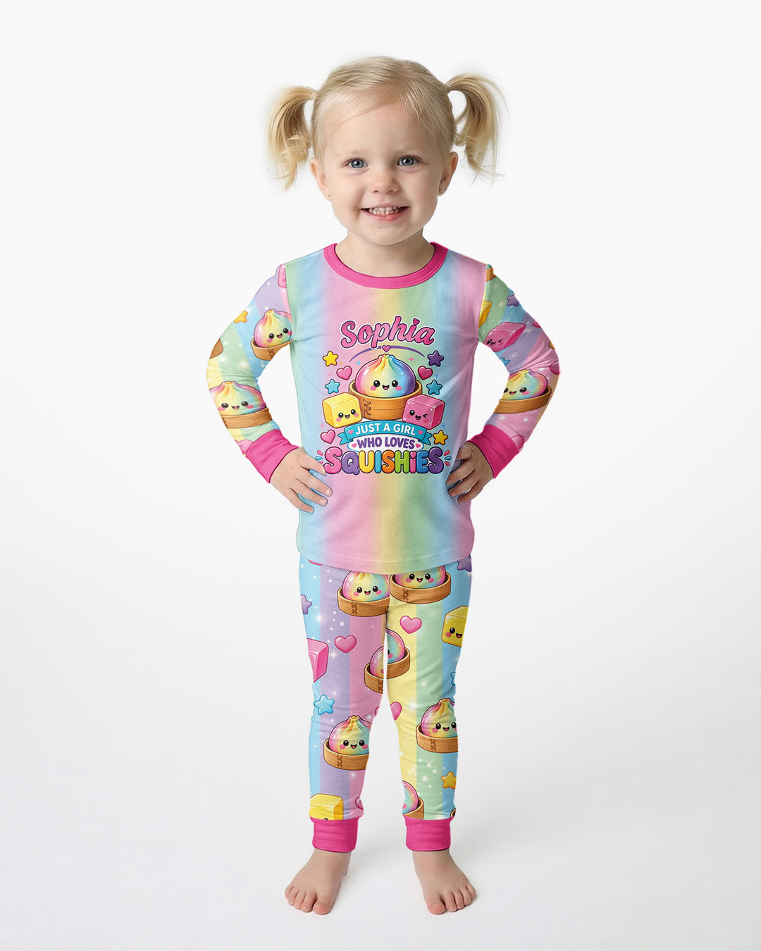 Rainbow Squishy Dreams Bamboo Two Piece Long Sleeve Pajama Set