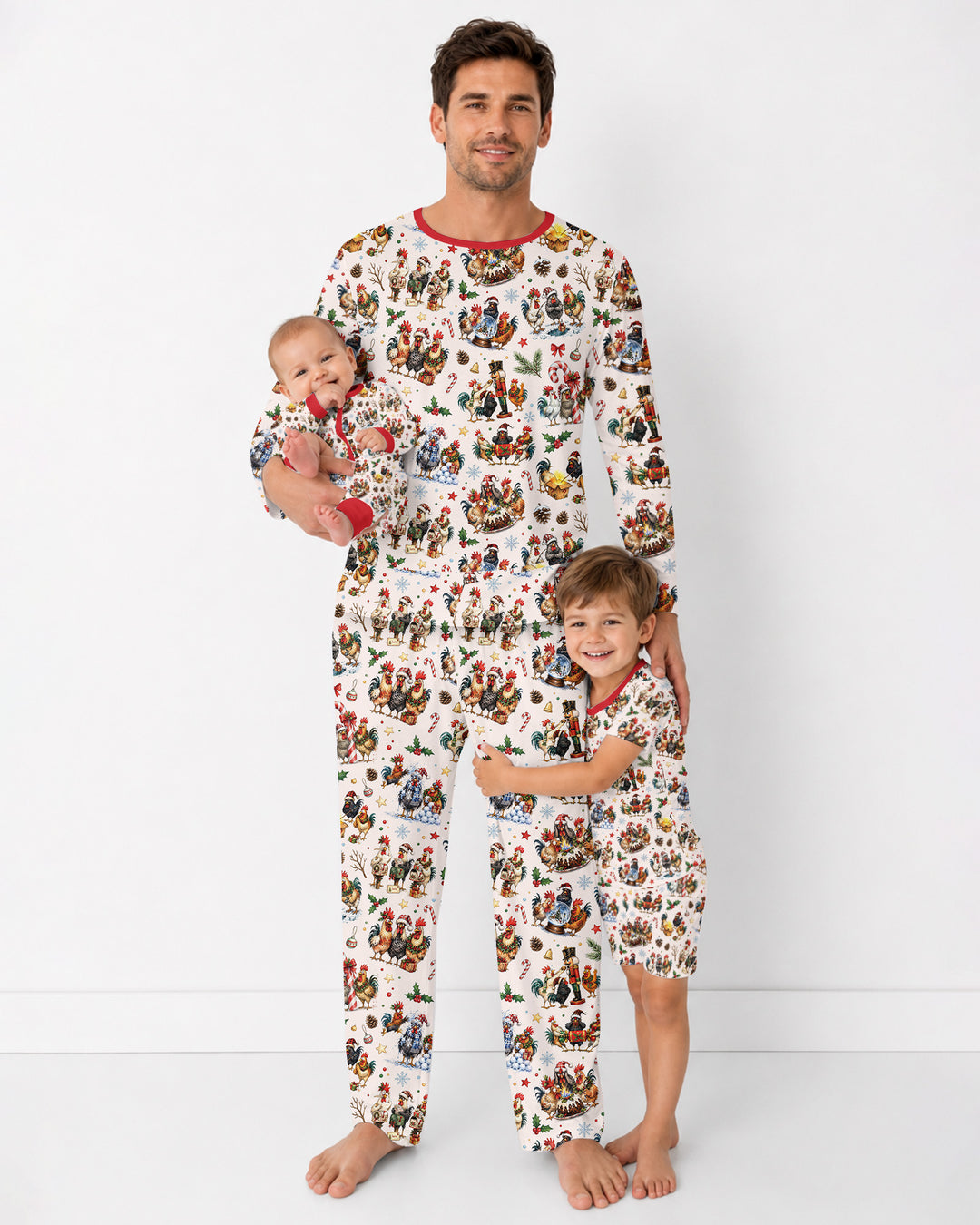 Funny Roosters On Christmas Bamboo Men's Pajama Set