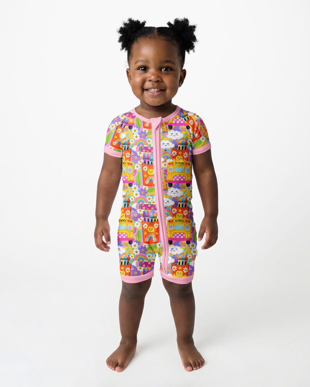 Retro Happy Classroom Bamboo Shorty Zippy
