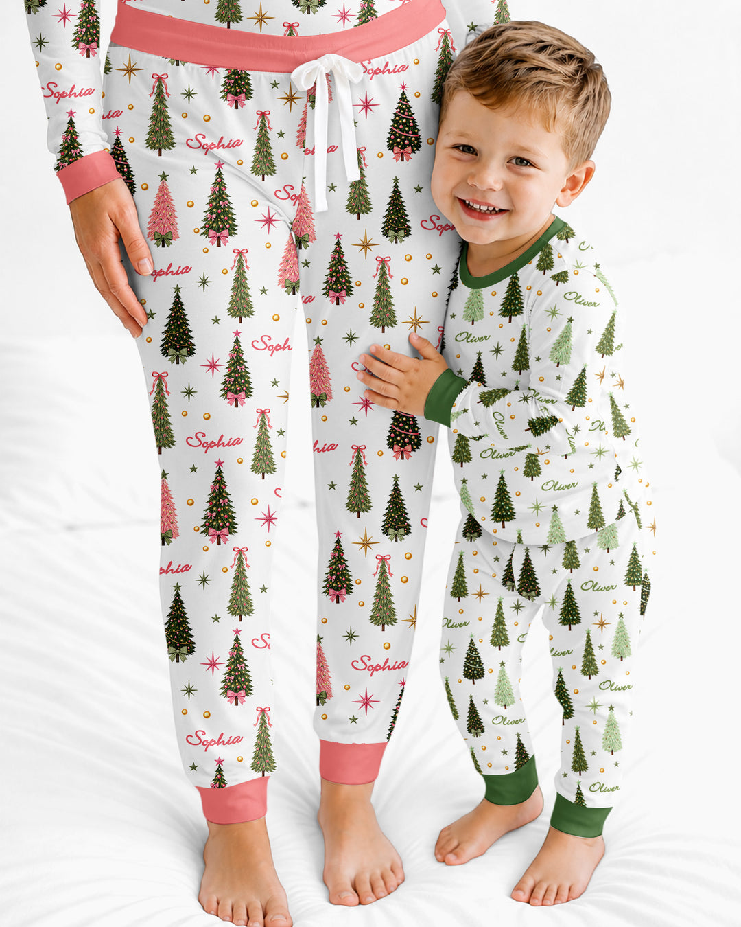 Custom Name Merry Christmas Tree Bamboo Women Pajama Set