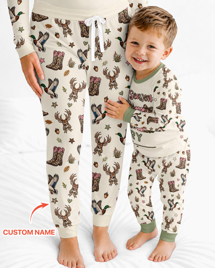 Custom Name Preppy Camo Bow Bamboo Women Pajama Set