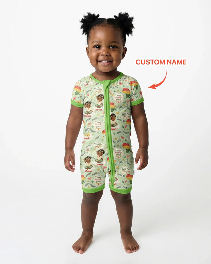 Custom Name Juneteenth I Am My Ancestors' Wildest Dream Bamboo Shorty Zippy
