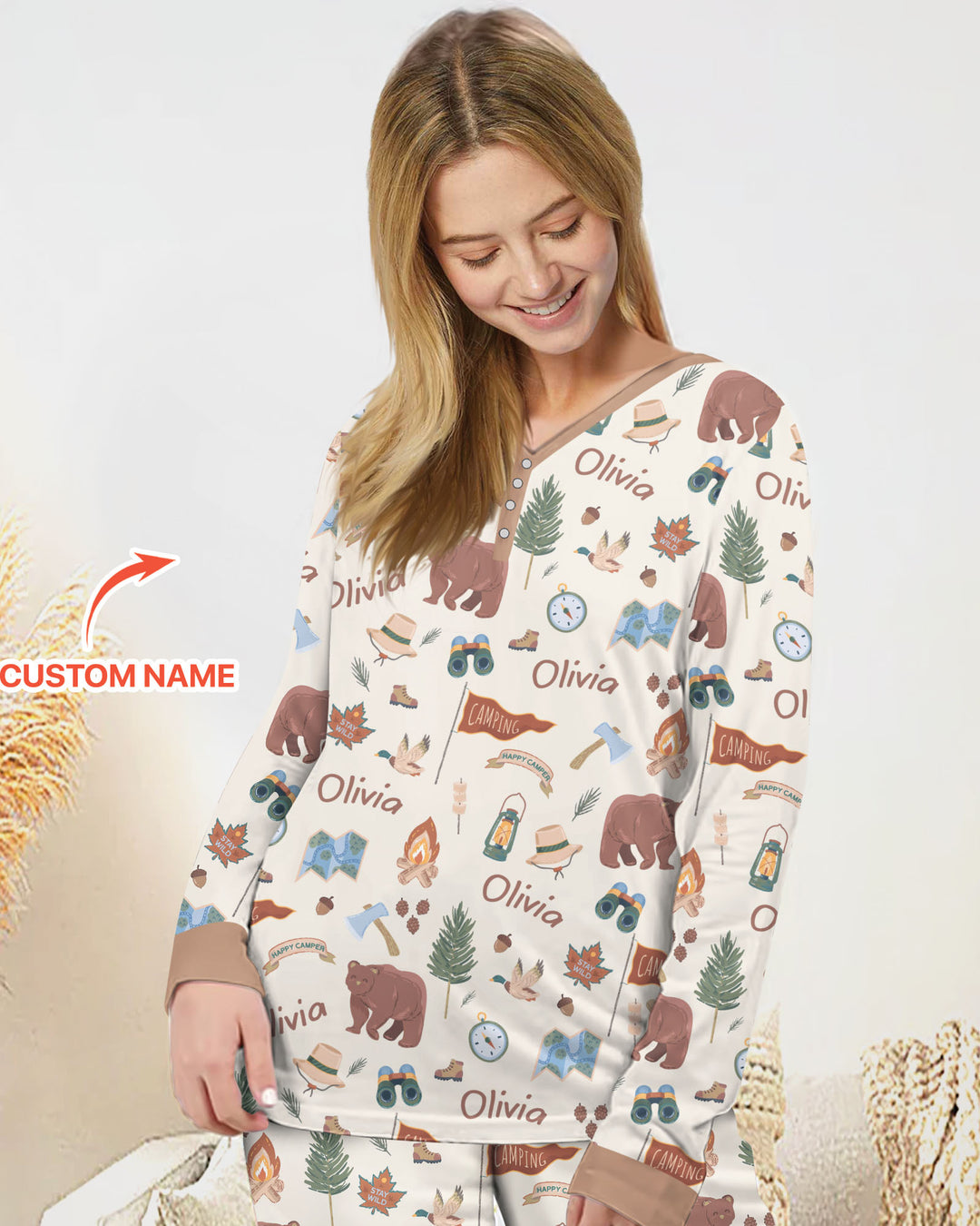 Custom Name Adventure Outdoors Bamboo Women Pajama Set