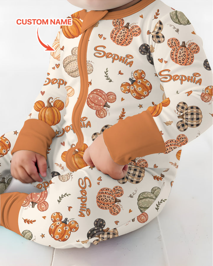 Custom Name Preppy Fall Mouse Bamboo Convertible Zippy