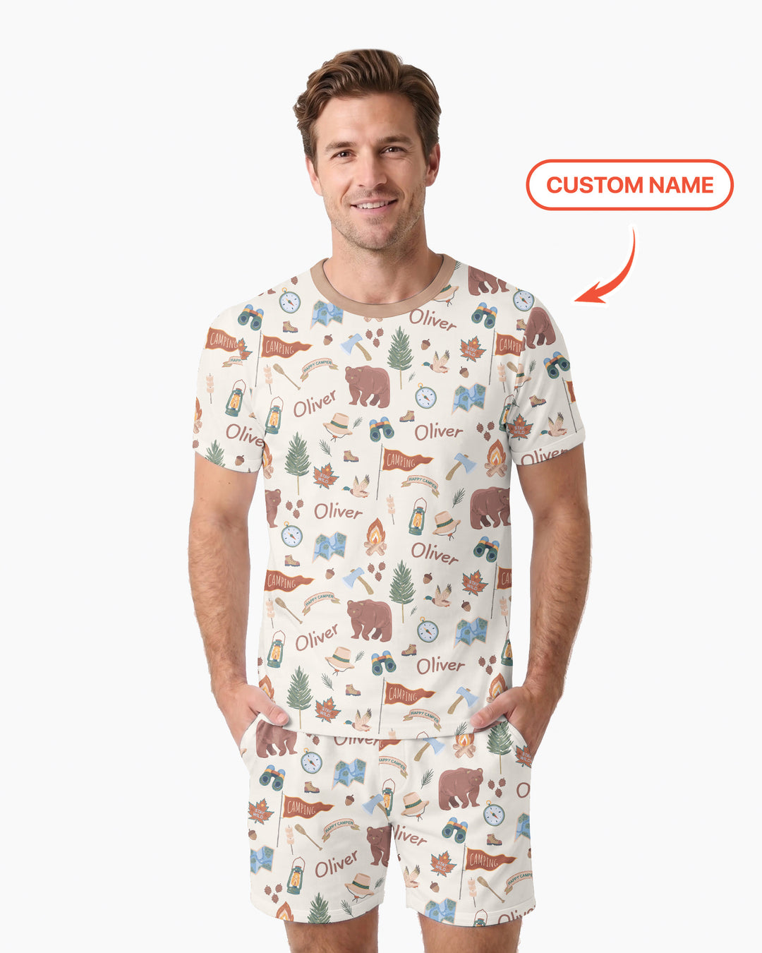 Custom Name Adventure Outdoors Bamboo Men Short Sleeve Short Pajama Set