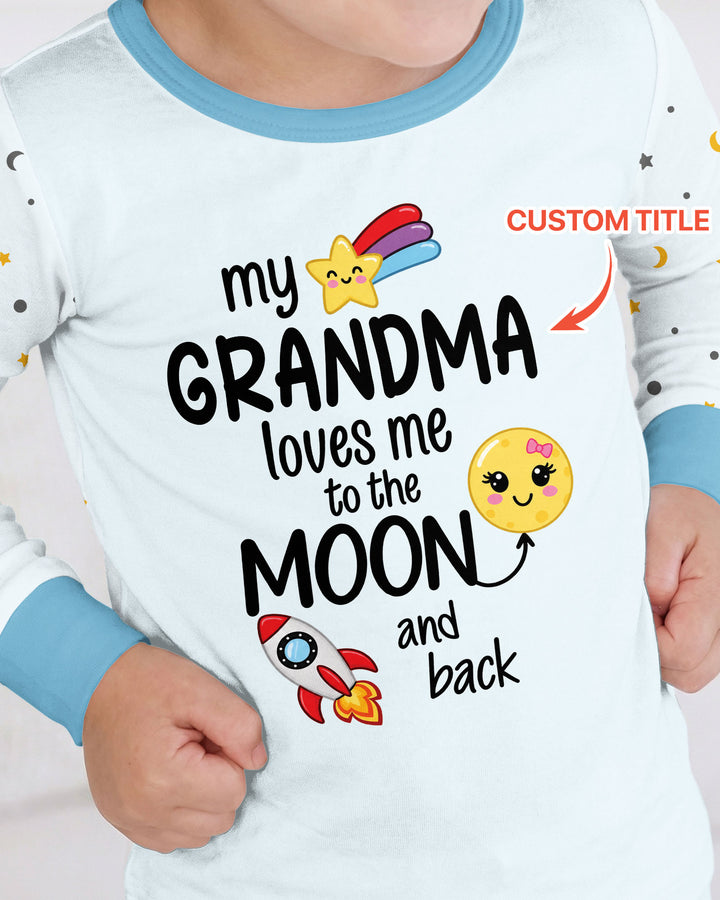 My Grandma Loves Me To The Moon And Back Bamboo Two Piece Long Sleeve Pajama Set