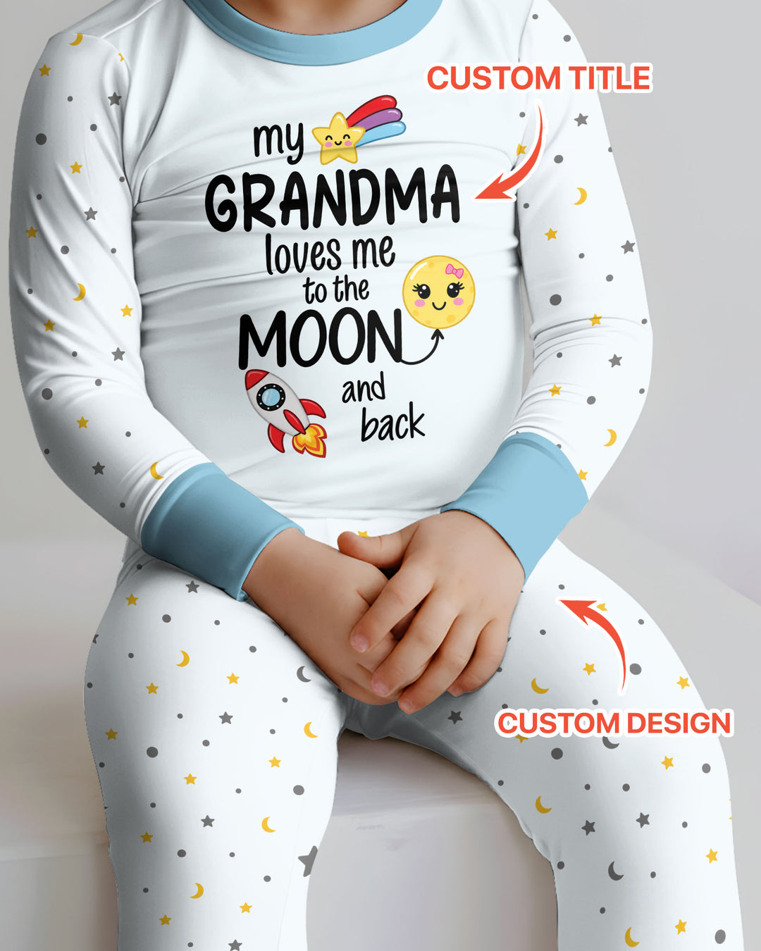 My Grandma Loves Me To The Moon And Back Bamboo Two Piece Long Sleeve Pajama Set