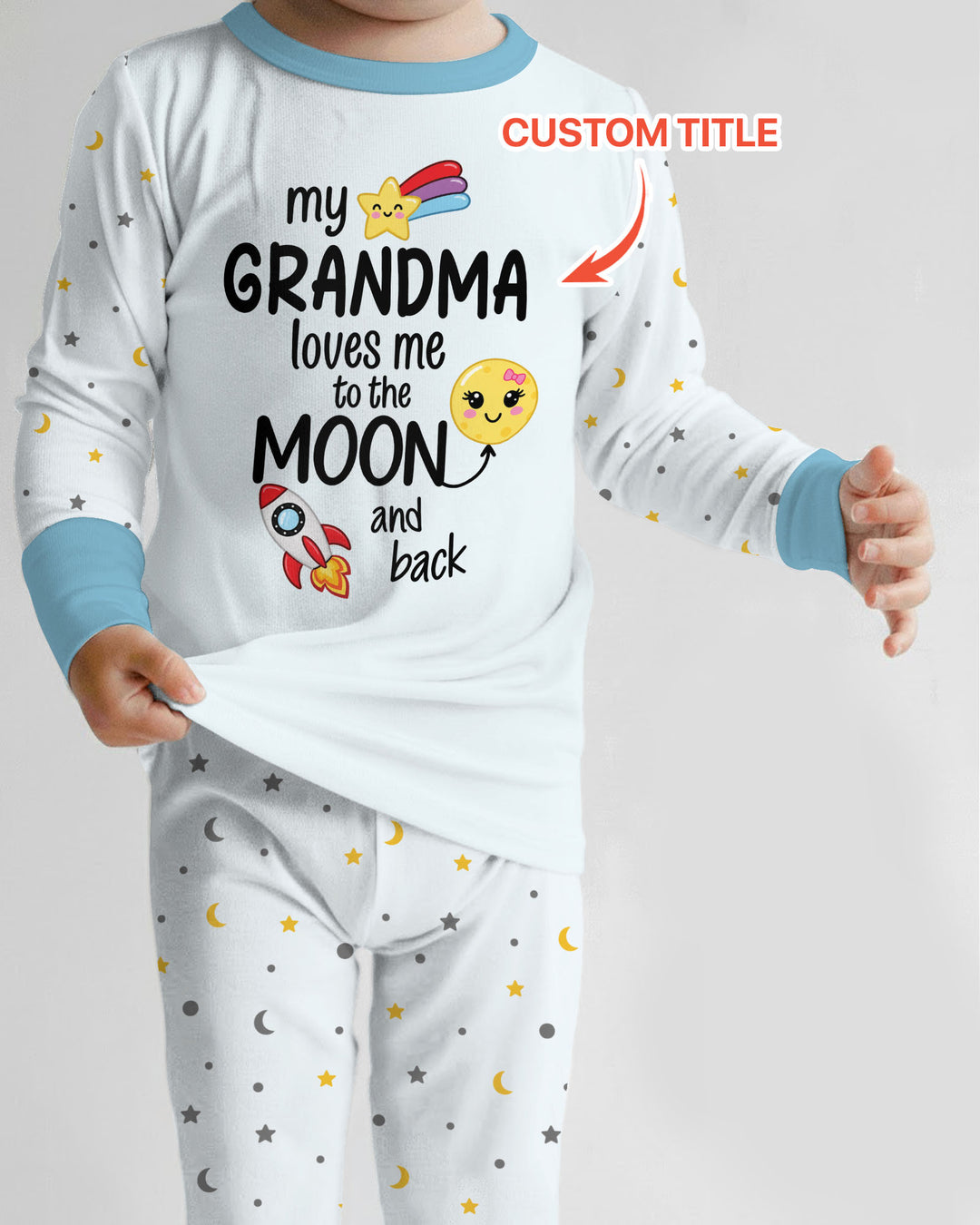 My Grandma Loves Me To The Moon And Back Bamboo Two Piece Long Sleeve Pajama Set