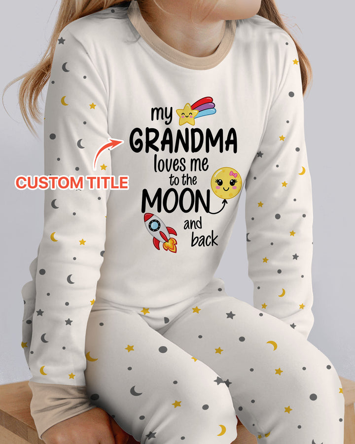 My Grandma Loves Me To The Moon And Back Bamboo Two Piece Long Sleeve Pajama Set