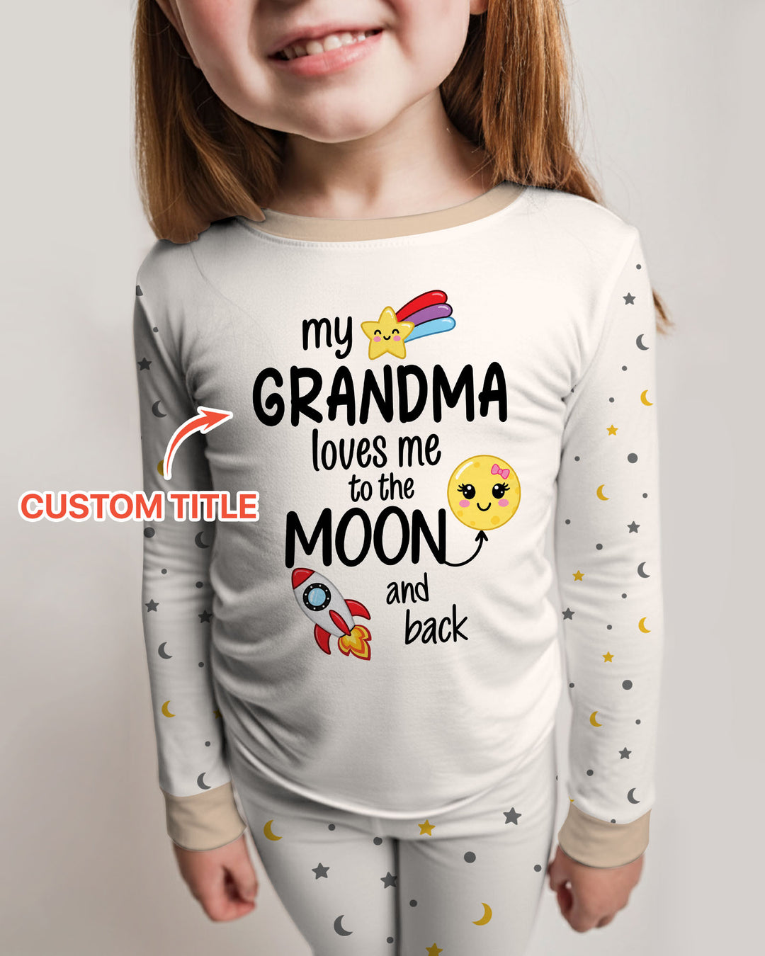 My Grandma Loves Me To The Moon And Back Bamboo Two Piece Long Sleeve Pajama Set