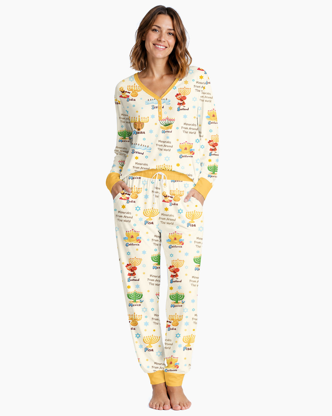 Menorahs From Around The World Bamboo Women Pajama Set