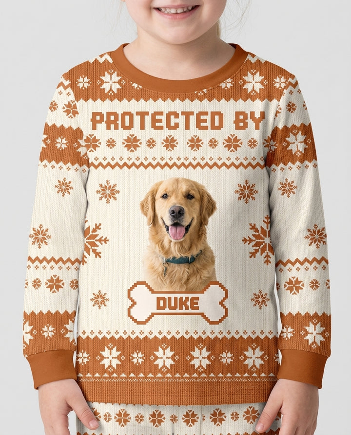 Custom Photo Protected By Pet Bamboo Two Piece Long Sleeve Pajama Set