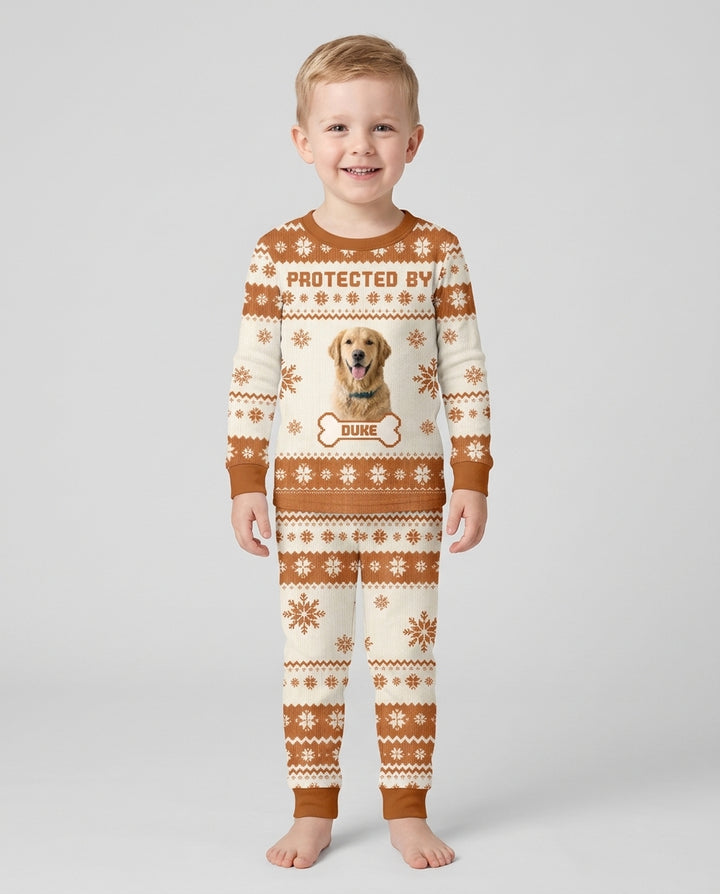 Custom Photo Protected By Pet Bamboo Two Piece Long Sleeve Pajama Set