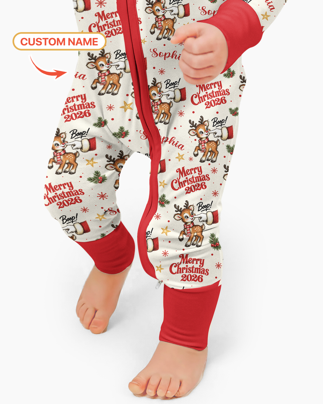 Custom Name Reindeer Santa Boop Bamboo Convertible Zippy