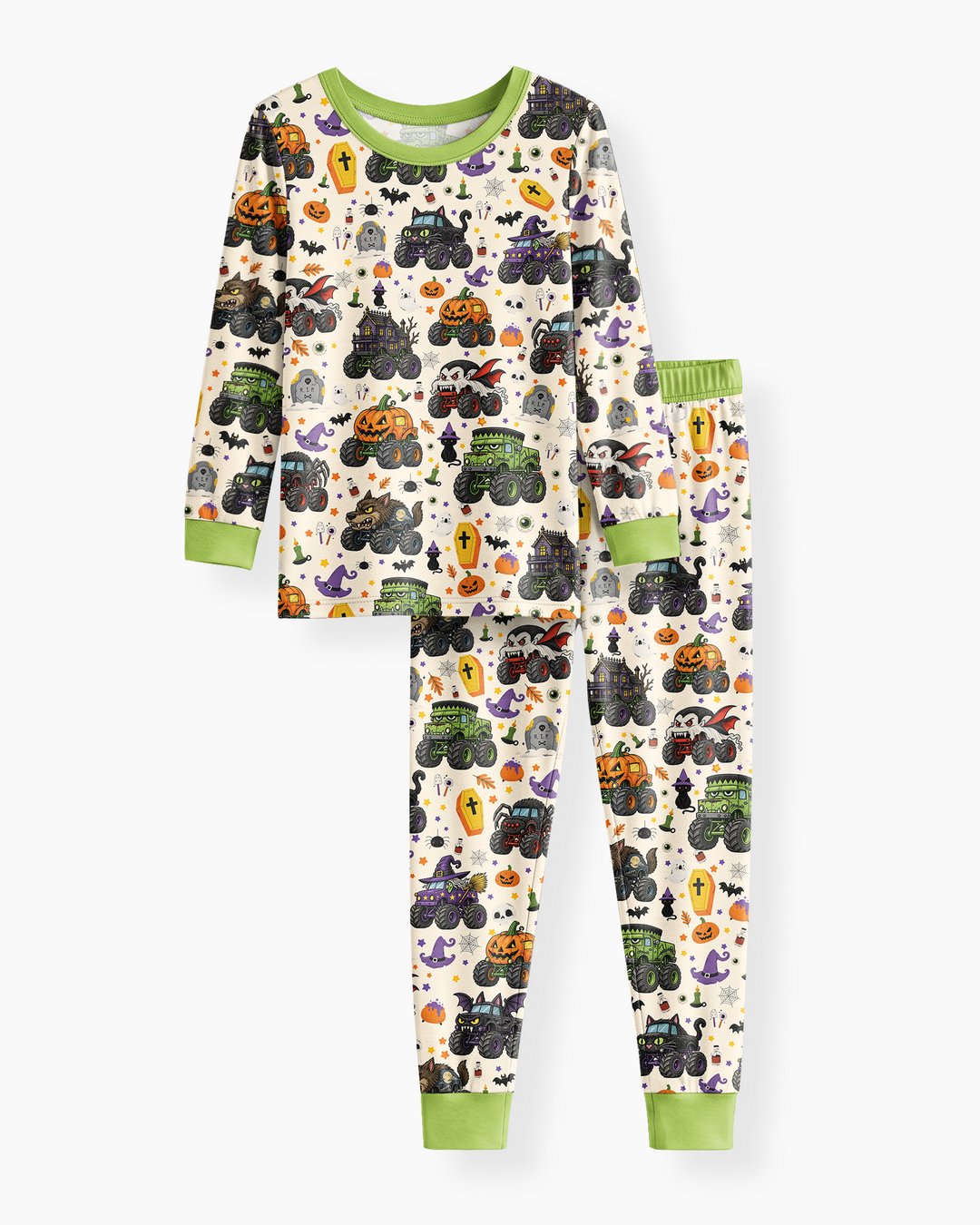 Spooky Monster Truck Bamboo Two Piece Long Sleeve Pajama Set