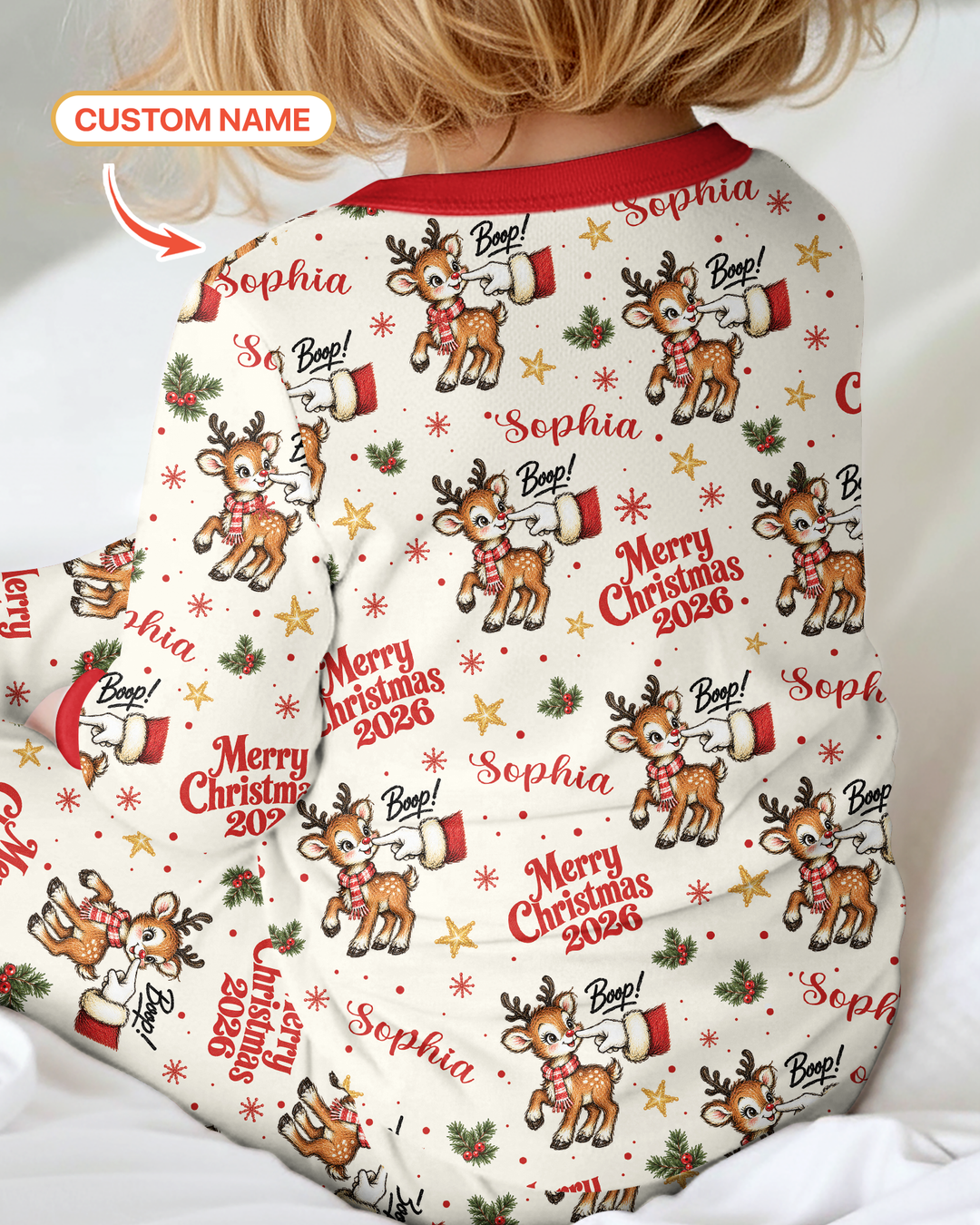 Custom Name Reindeer Santa Boop Bamboo Convertible Zippy