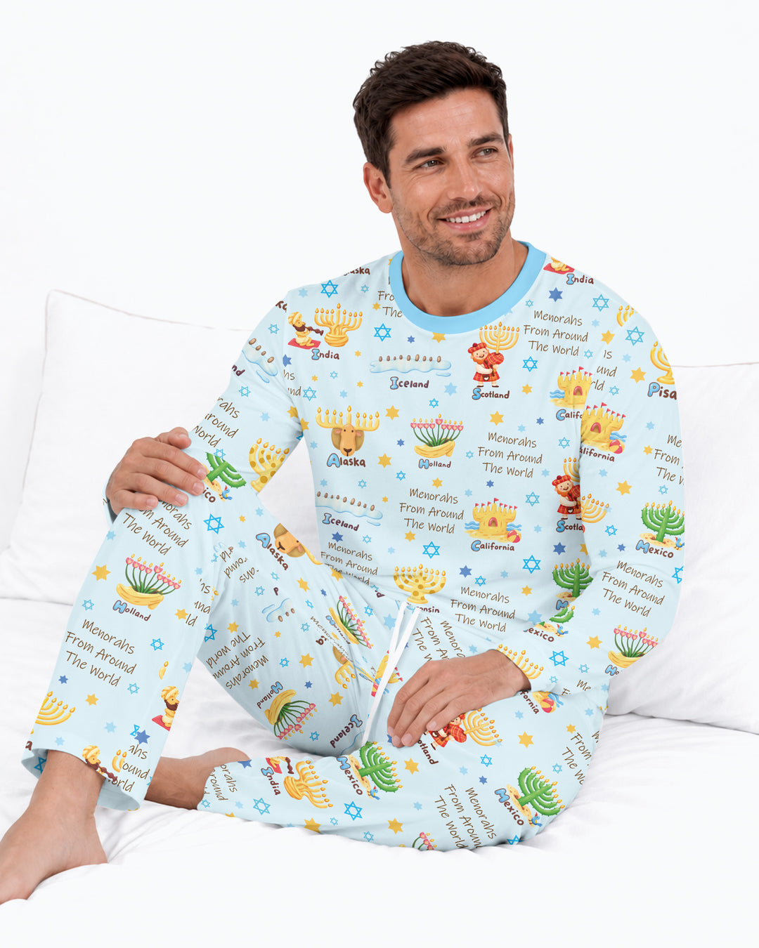 Menorahs From Around The World Bamboo Men's Pajama Set