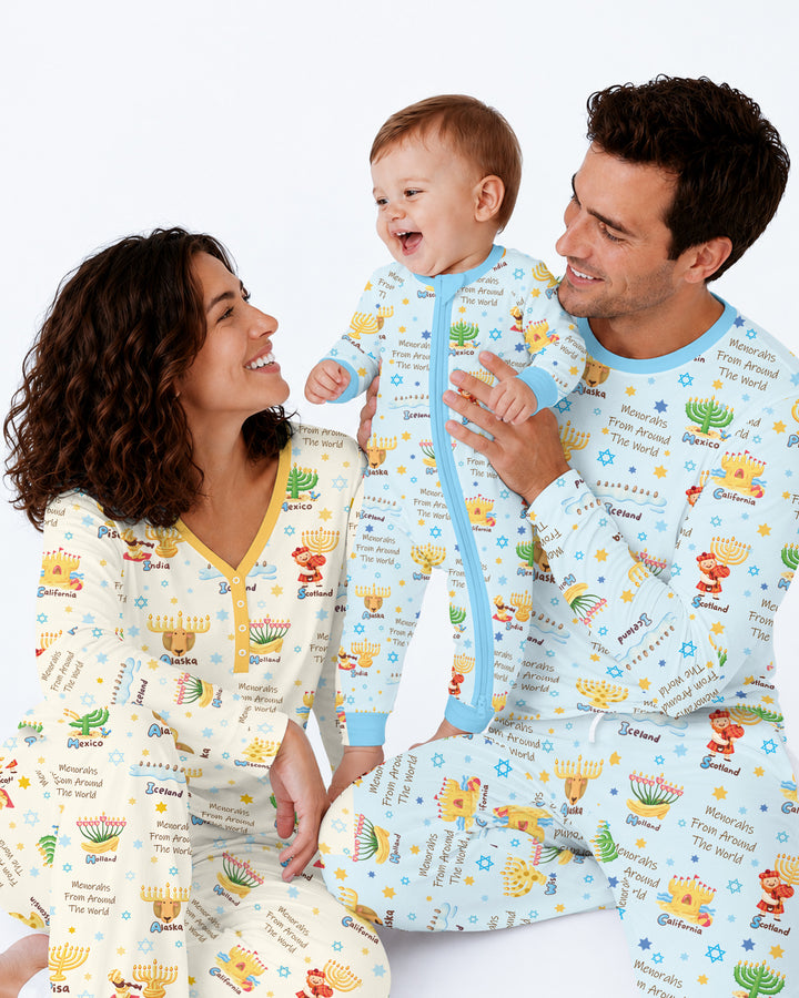 Menorahs From Around The World Bamboo Men's Pajama Set