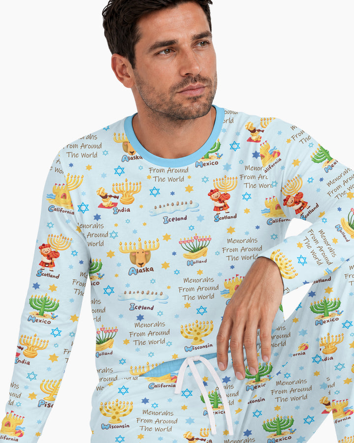 Menorahs From Around The World Bamboo Men's Pajama Set