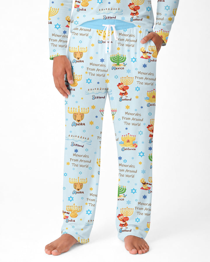 Menorahs From Around The World Bamboo Men's Pajama Set