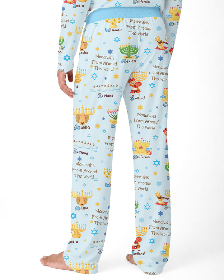 Menorahs From Around The World Bamboo Men's Pajama Set