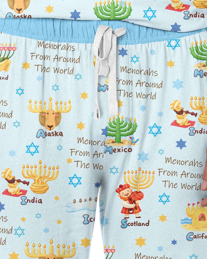 Menorahs From Around The World Bamboo Men's Pajama Set