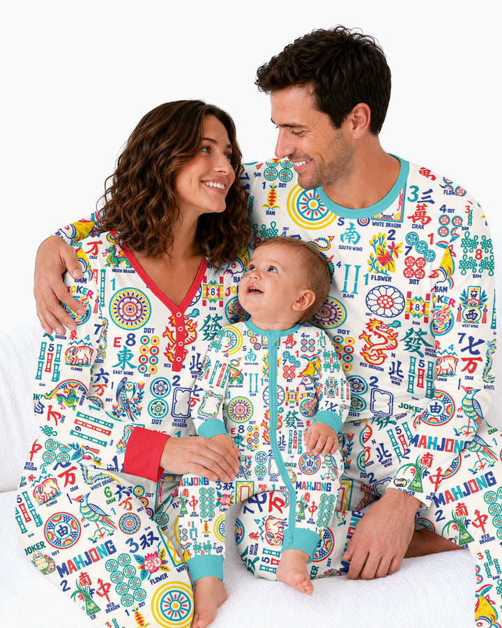 Mahjong Time Family Matching Bamboo Women Pajama Set