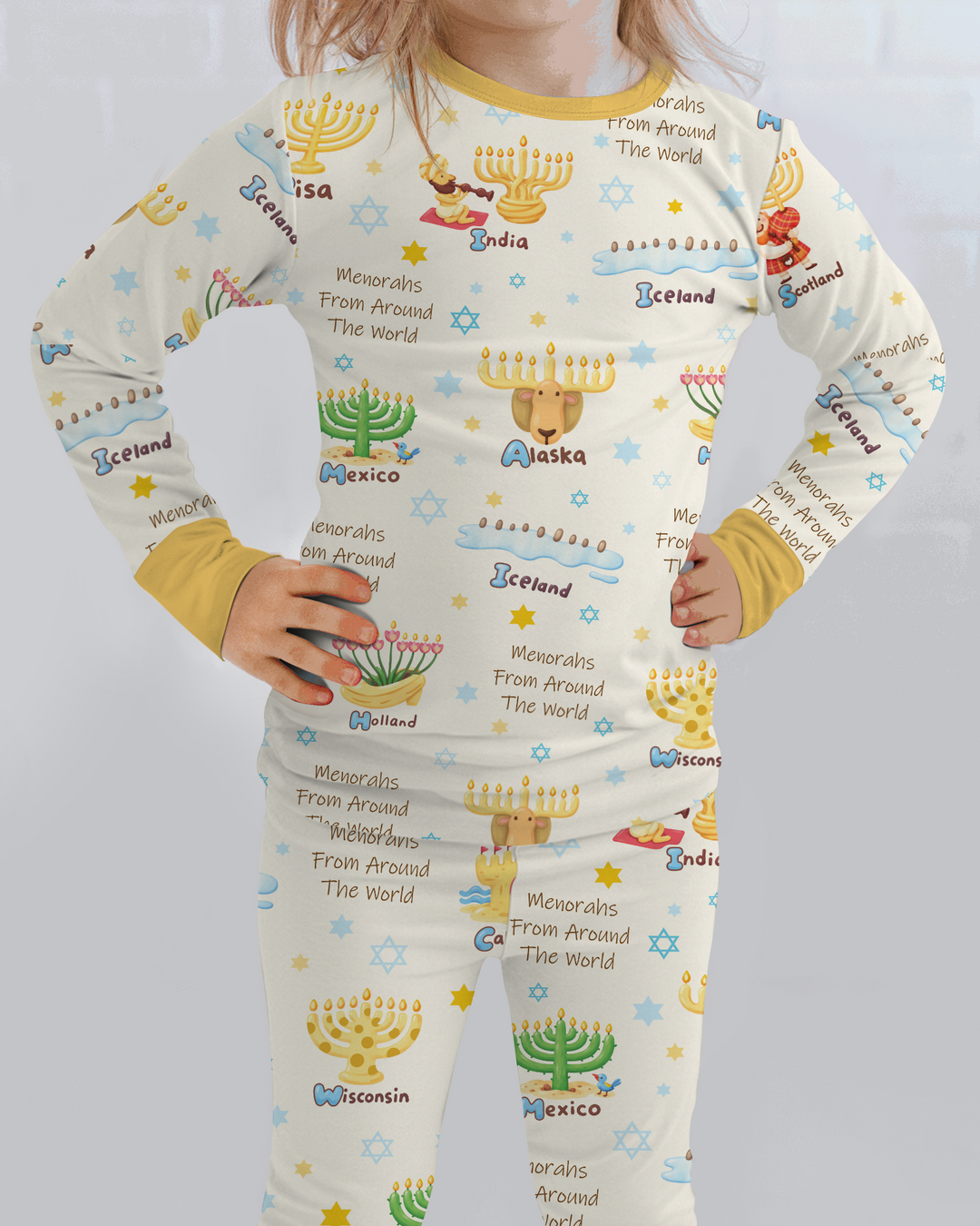 Menorahs From Around The World Bamboo Two Piece Long Sleeve Pajama Set