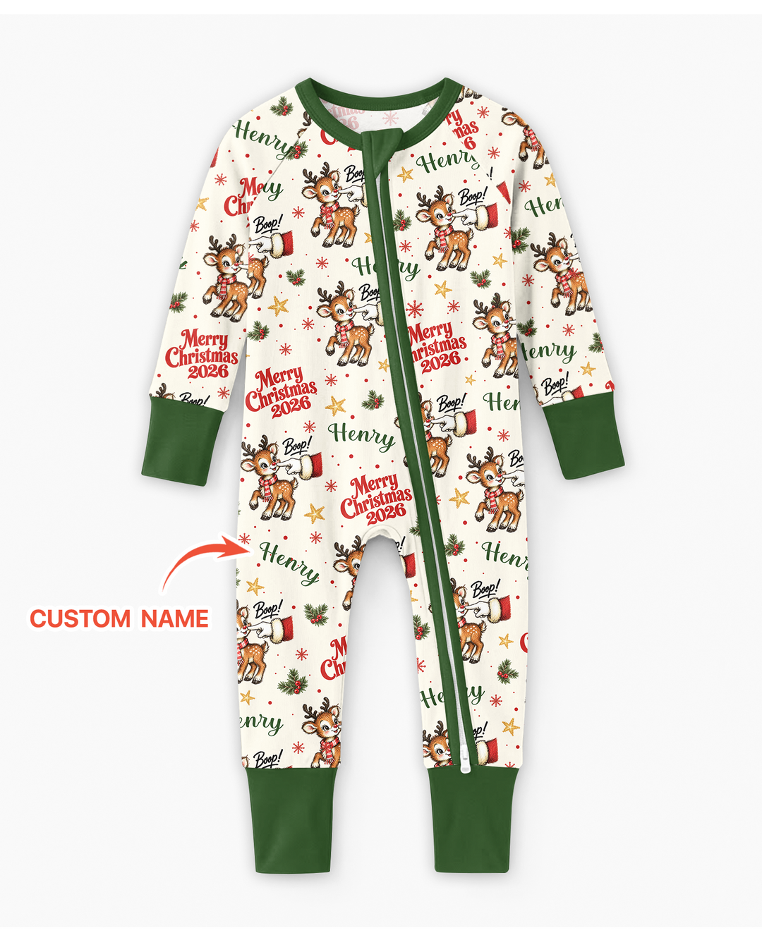 Custom Name Reindeer Santa Boop Bamboo Convertible Zippy