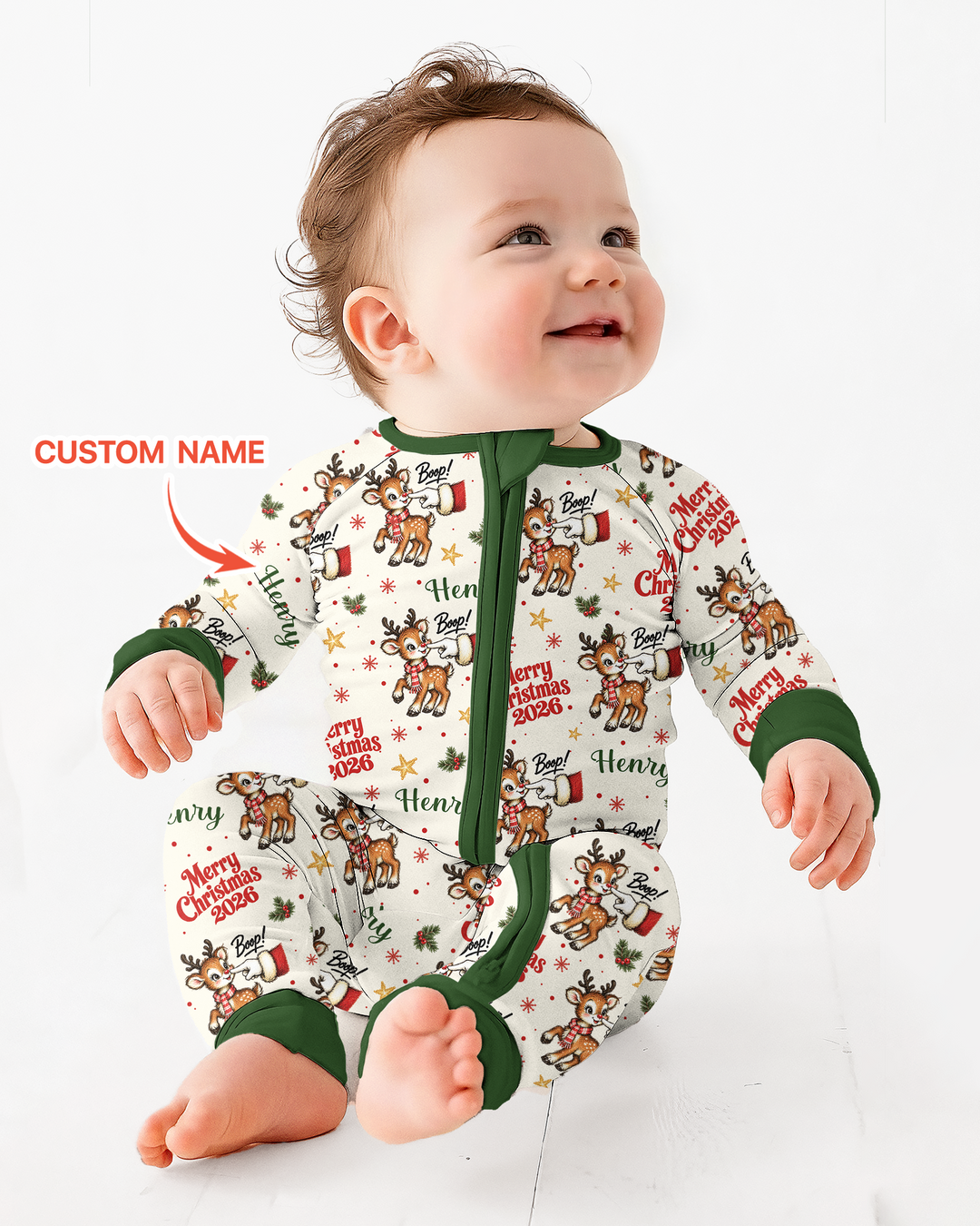 Custom Name Reindeer Santa Boop Bamboo Convertible Zippy