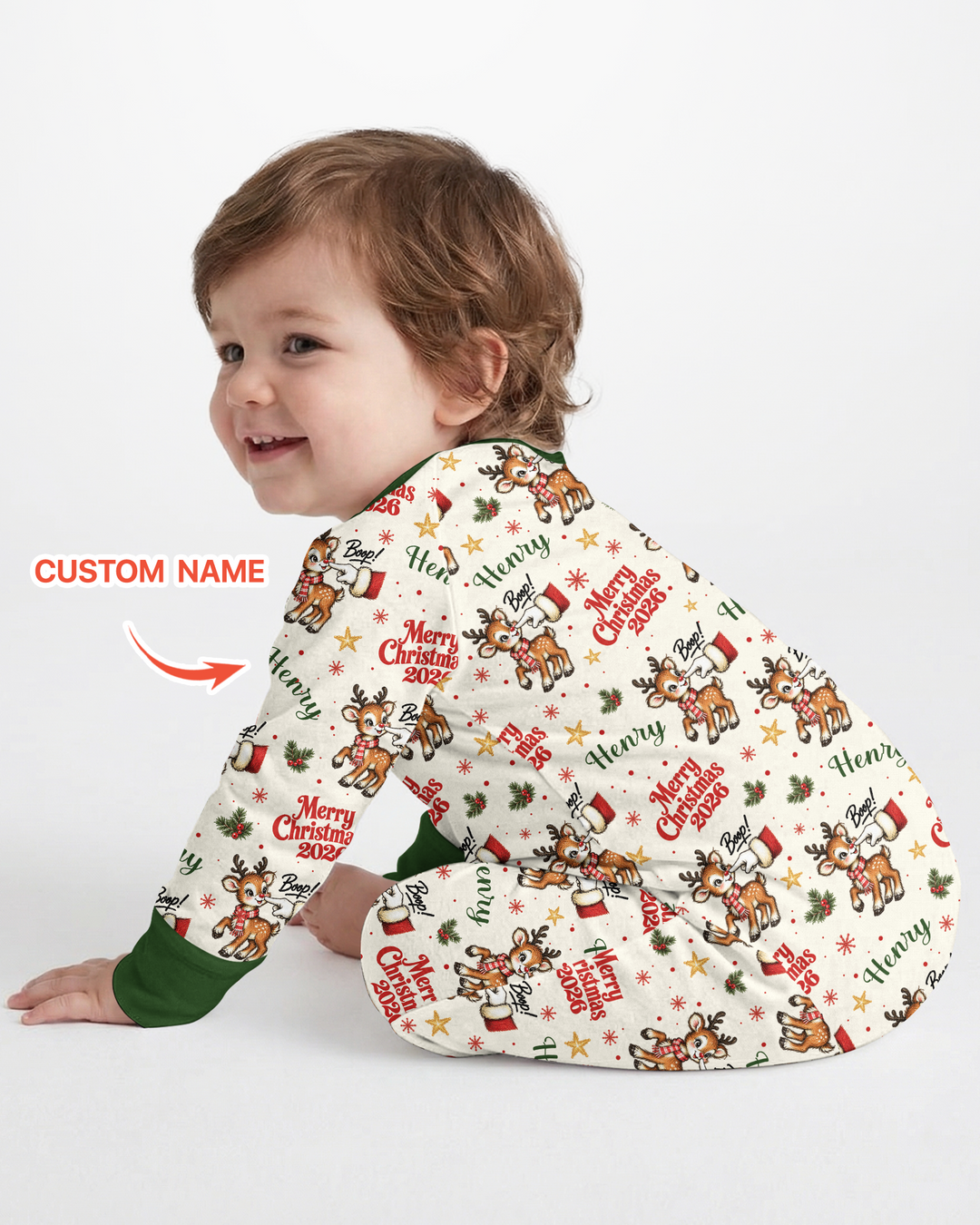 Custom Name Reindeer Santa Boop Bamboo Convertible Zippy