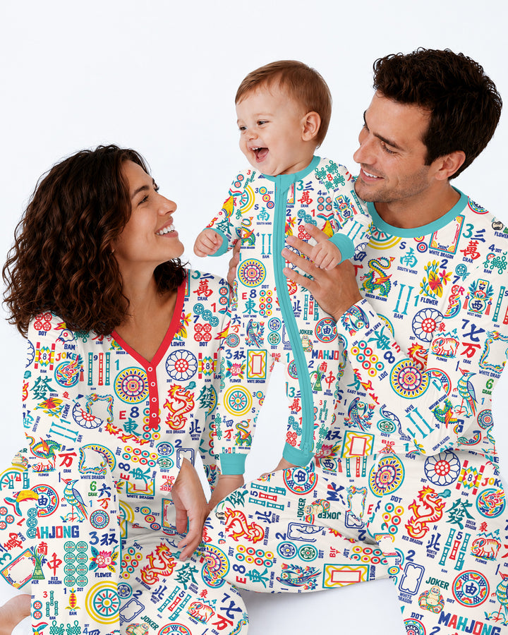 Mahjong Time Family Matching Bamboo Men's Pajama Set