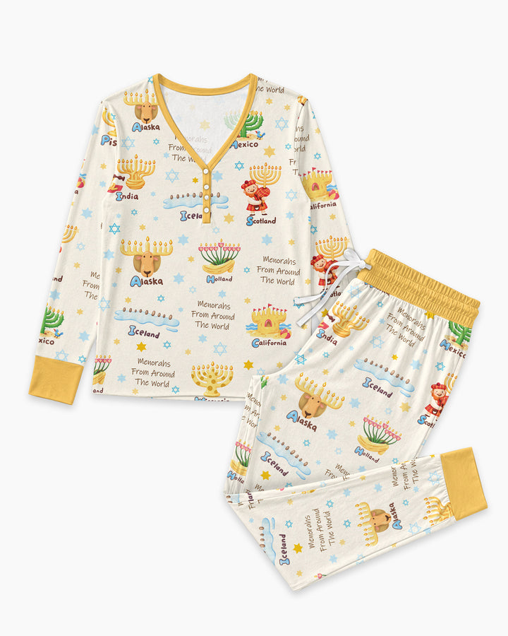 Menorahs From Around The World Bamboo Women Pajama Set