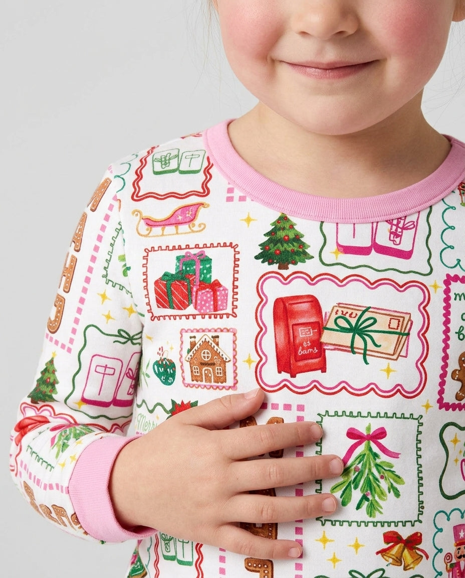 Preppy Christmas Mahjong Bamboo Two Piece Long Sleeve Pajama Set