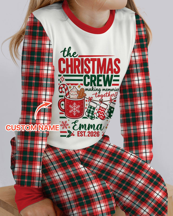 The Christmas Crew Custom Name Bamboo Two Piece Long Sleeve Pajama Set