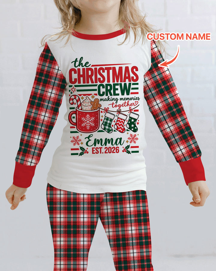 The Christmas Crew Custom Name Bamboo Two Piece Long Sleeve Pajama Set